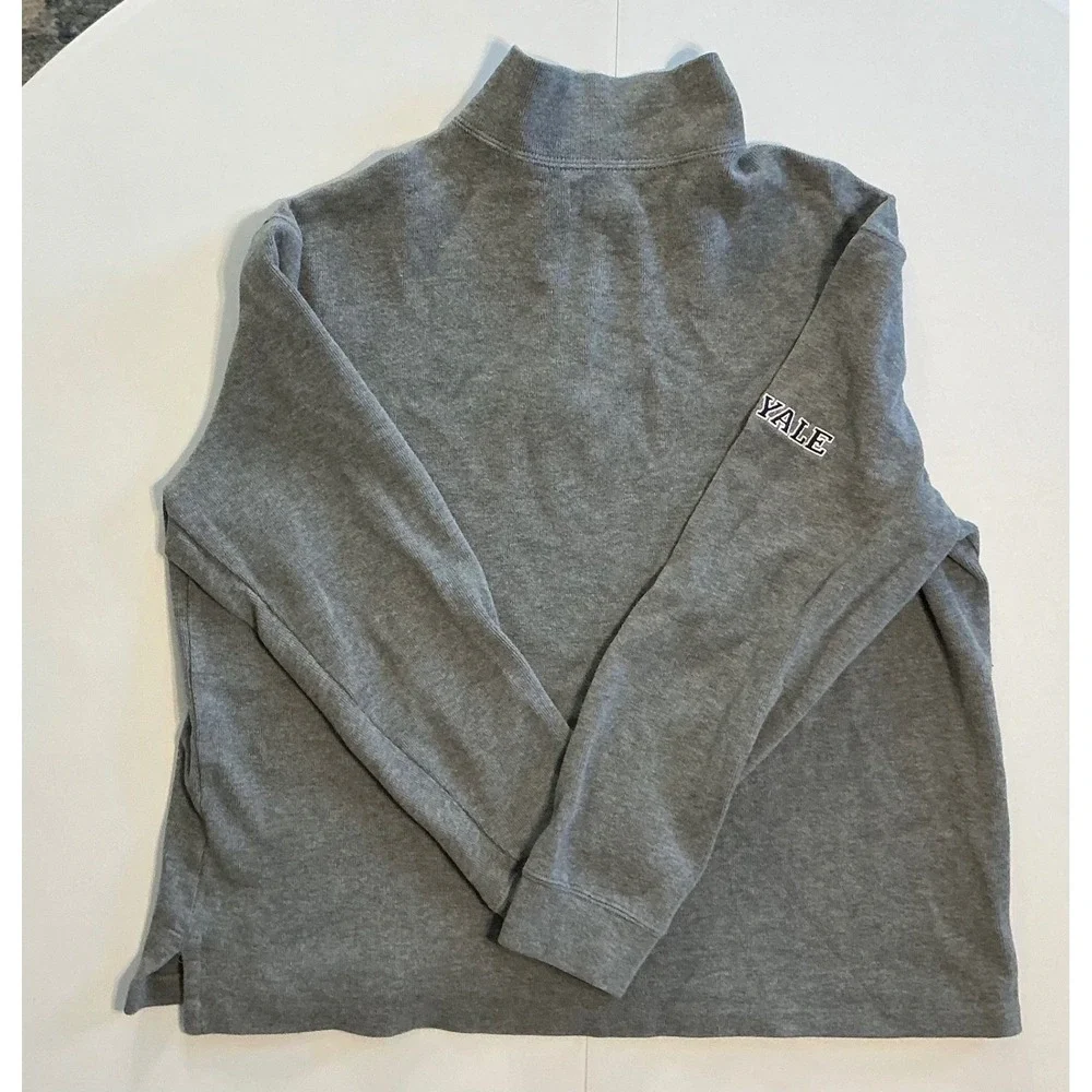 Polo by Ralph Lauren Gray Quarter-Zip Sweatshirt with Yale Sleeve Embroidery